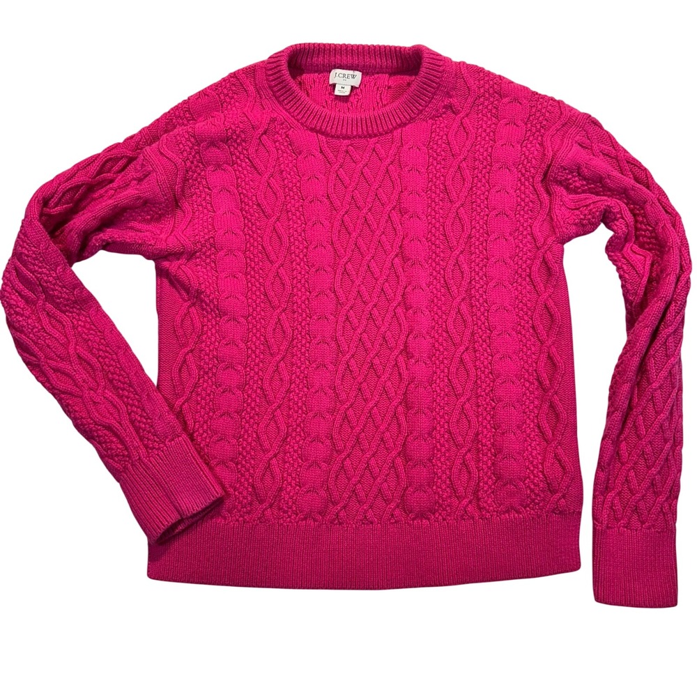J.Crew Re-Imagined Pink Cable Knit Cotton Sweater BG834 Womens Medium